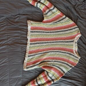 Billabong Pink and Green Crew Neck Sweater